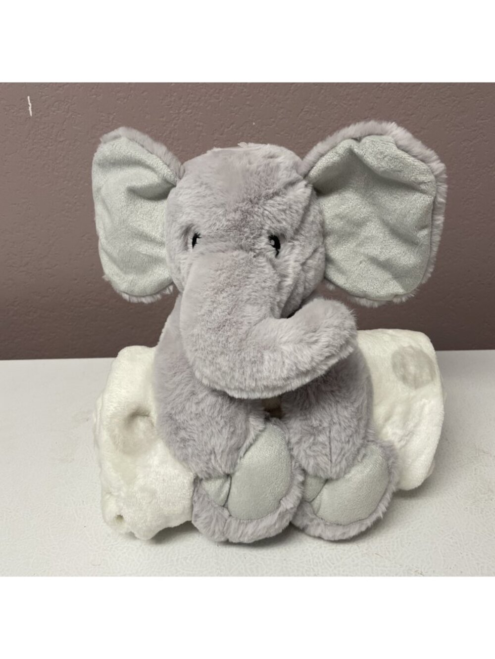 Parents Choice Gray Elephant Plush Stuffed Animal With Blanket